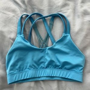 Bright blue sports bra